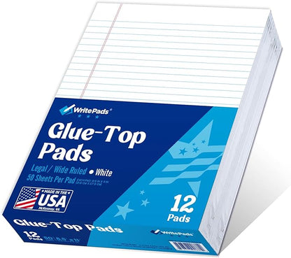 WritePads Legal note pads legal pads 8.5 x 11 Note Pads, Glue top Writing Pads by WritePads