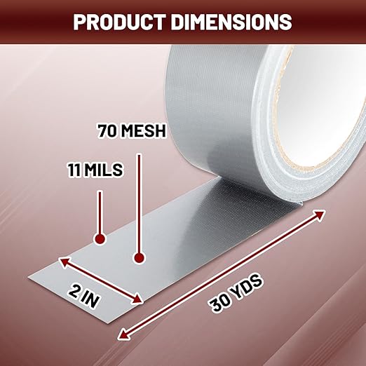 Hymula Duct Tape, 12 Roll Silver Tape, 30 Yards x 2 Inch Grey Tape, Heavy Duty - Image 2
