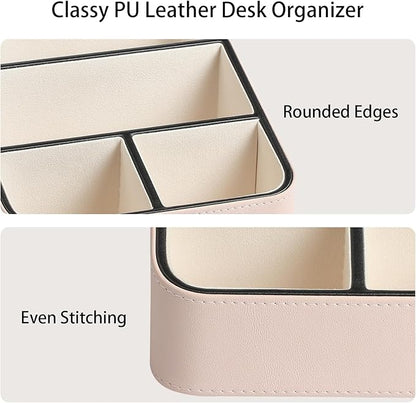MEIBOOCH Remote Control Holder, PU Leather Small Desk Organizer - Image 4