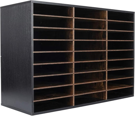 TQVAI Wood Literature Organizer, 27 Slots Hold 13500 Sheets A4 Papers, Wooden by TQVAI