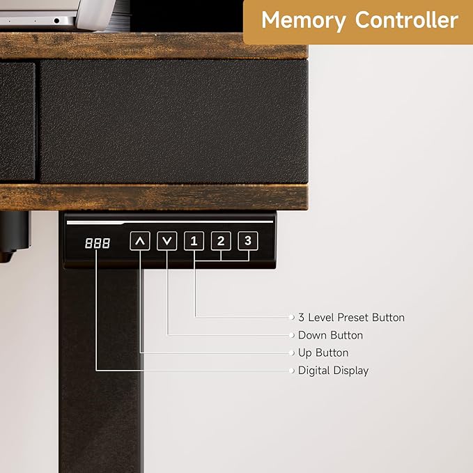 Standing Desk with Drawers, 47x23.6" Whole Piece Electric Stand Up Desk with - Image 9