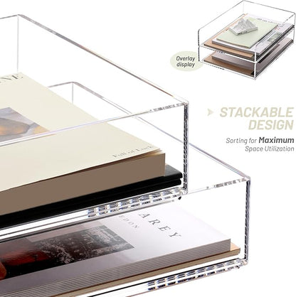 SANRUI Paper Organizer for Desk, Acrylic Stackable Letter Tray, Paper Sorter - Image 5