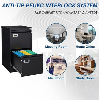 PEUKC 2-Drawer File Cabinet, 16.3" Deep Vertical Metal Filing Cabinet - Image 6