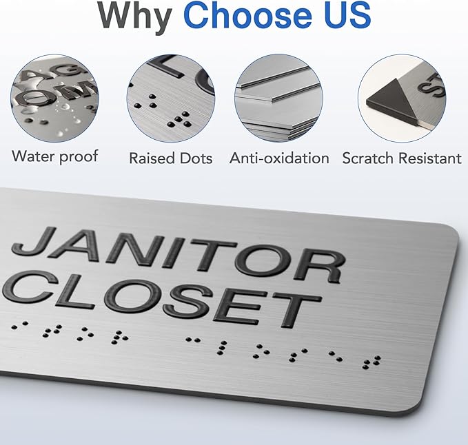 AUTHORIZED Signs with Raised Text & Grade 2 Braille, Brushed Aluminum/Silver - Image 3