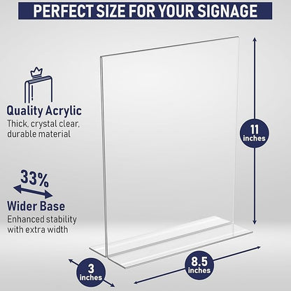 Acrylic Sign Holder 8.5 x 11, T-Shape Tabletop Display Stand, Double-Sided - Image 2