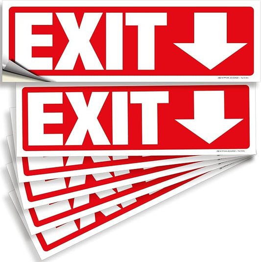 iSYFIX Exit Signs Stickers 6 Pack 12x4 Inch by iSYFIXPREMIUMSIGNS