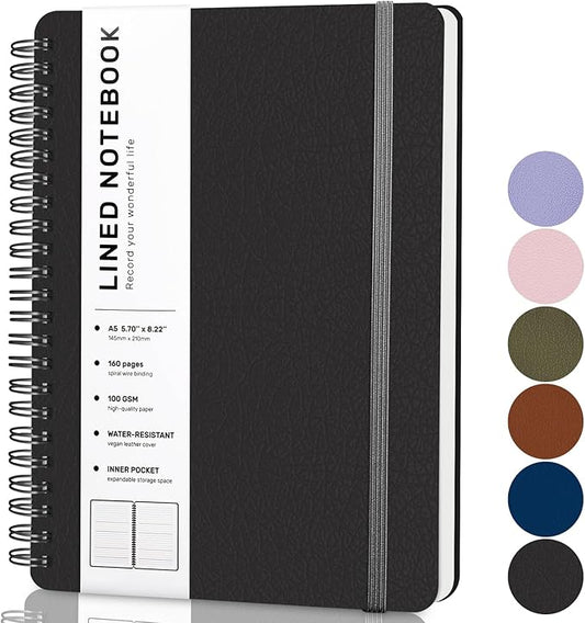 ABERLLS Black Lined Spiral Journal Notebook by ABERLLS