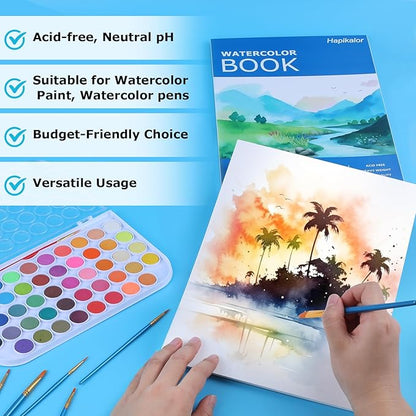 Hapikalor 9"x12" Watercolor Paper Pad, 140lb/300gsm Artist Painting Drawing - Image 3