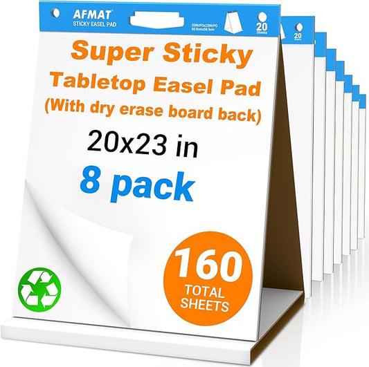 AFMAT Tabletop Sticky Easel Pad & Dry Erase Board 2 in 1, 20 x 23 in Portable by AFMAT