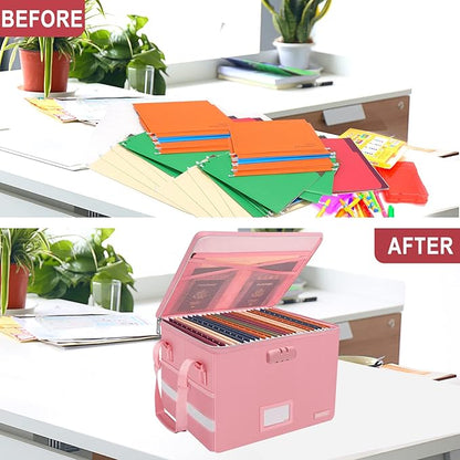 ENGPOW File Box with Lock, Fireproof Document Box with Zipper＆Pockets, - Image 7