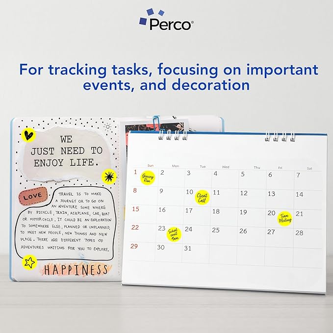 Perco Fluorescent Yellow 1-Inch Round Circle Dot Sticker Labels - Image 3