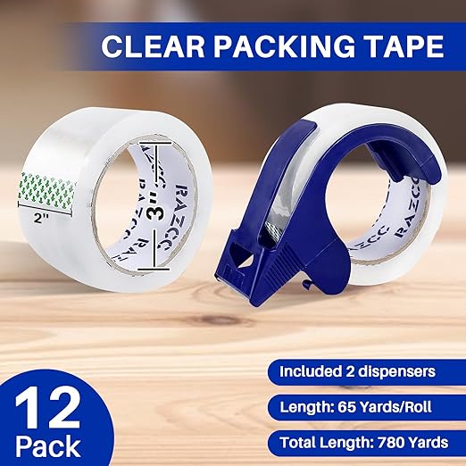 RAZCC Clear Packing Tape, 12 Rolls Heavy Duty Packaging Tape - Image 2