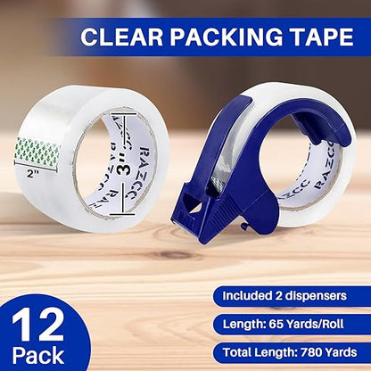 RAZCC Clear Packing Tape, 12 Rolls Heavy Duty Packaging Tape - Image 2