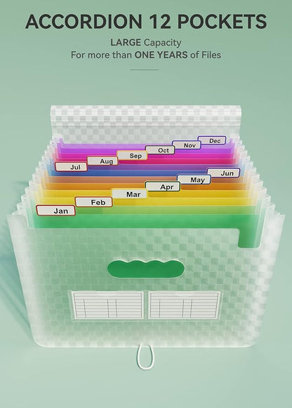 ABC life 12 Pockets Accordion File Organizer Expanding File Folders, Portable - Image 2