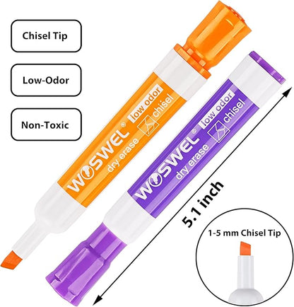WOSWEL Dry Erase Markers, Chisel Tip Whiteboard Markers, Low Odor Thick Dry - Image 2