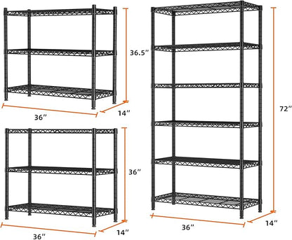 SINGAYE 6 Tier Shelf Organizer Storage Metal Shelves Garage Wire Shelving Unit - Image 3