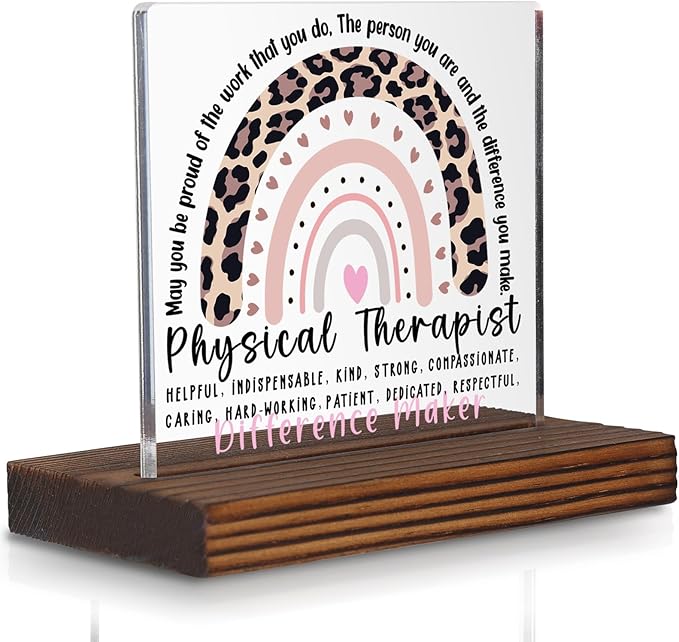 Physical Therapist Desk Gift Sign, Thoughtful Thank You Office Plaque by Pariveca
