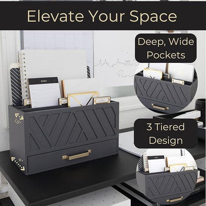 BLU MONACO | Grey Three-Tier Desktop Mail Organizer - Image 3