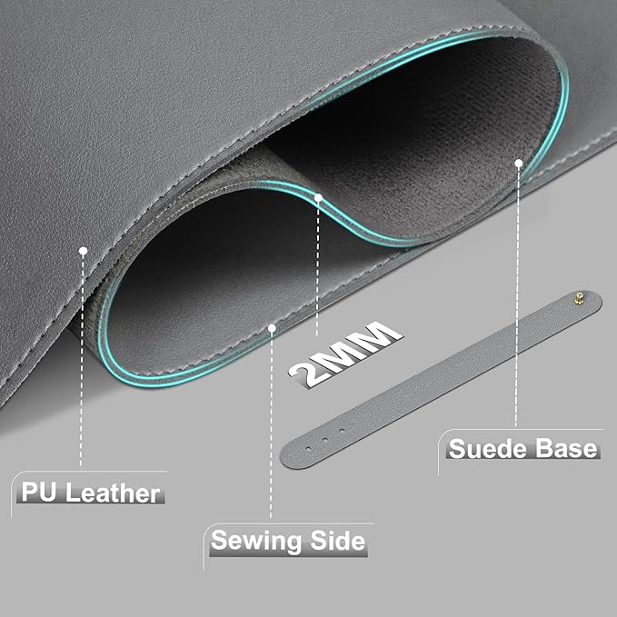 BLESWIN Large Desk Pad, 47.2" x 17", Leather Desk Mat Protector, Waterproof - Image 2