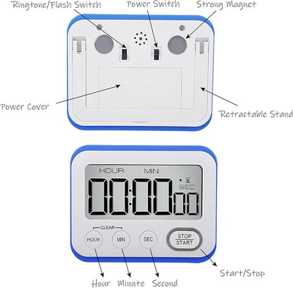 Digital Kitchen Timer Magnetic Loud Alarm, Large LCD Screen Silent/Beeping - Image 4
