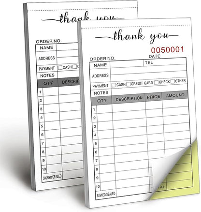 6 Pack Thank You Receipt Book, 3.4x5.5" Handheld 2-Part Carbonless Sales by Homvle