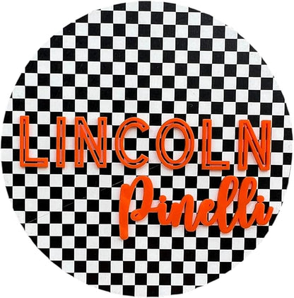 Custom Nursery Name Sign, checker theme nursery sign, boys nursery wall decor by Unknown