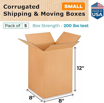 Small Moving & Shipping Boxes 8"L x 8"W x 12"H - Image 2