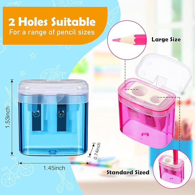 Tenare 48 Pieces Back to School Pencil Sharpeners Manual Double Hole Pencil - Image 2