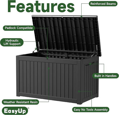 EasyUp 280 Gallon Deck Boxes Waterproof, Outdoor Large Storage Boxes - Image 3