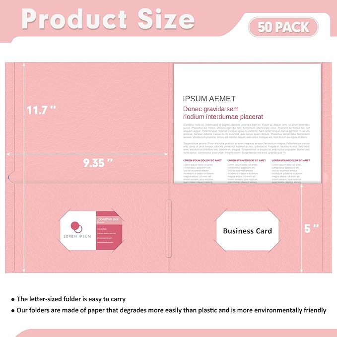 Two Pocket Folders, PANDRI 50 Pack 2 Pocket Folders, Letter Size Paper File - Image 2