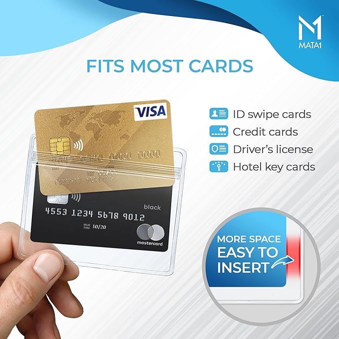 Mata1-USA Extra-Thick Plastic Card Holder, Horizontal Badge Holder - Image 3