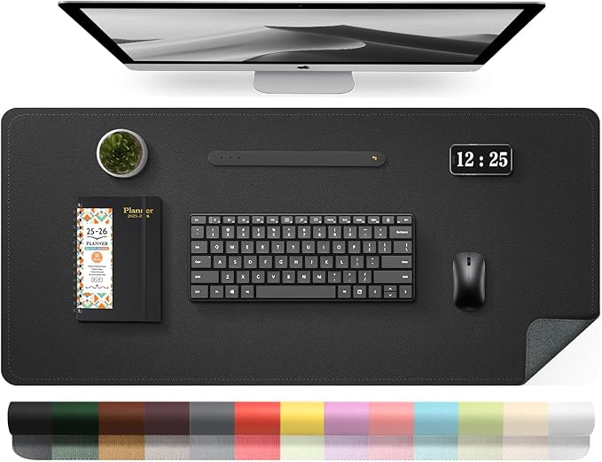 Leather Desk Pad Protector, 39.4'' X 17'' Large Mouse Pad, Office Desk Mat by BLESWIN