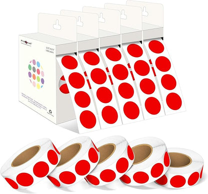 PARLAIM 3/4 Inch Roll Color Coding Labels, 10000 per 10 Rolls Round Permanent by PARLAIM