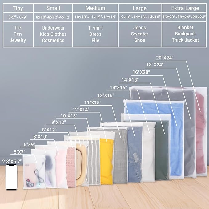 Svaldo Clothes Packaging Bags for Shipping 25 Count 10x13" Frosted Zipper - Image 3