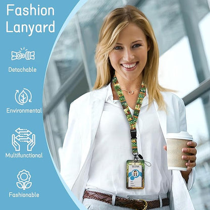 Green Bookshelf Lanyards for ID Badges, Badge Holder - Image 2