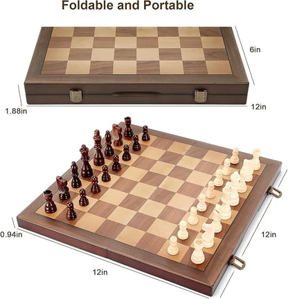Magnetic Wooden Chess Set for Adults Kids 12'' Chess Board - Image 4