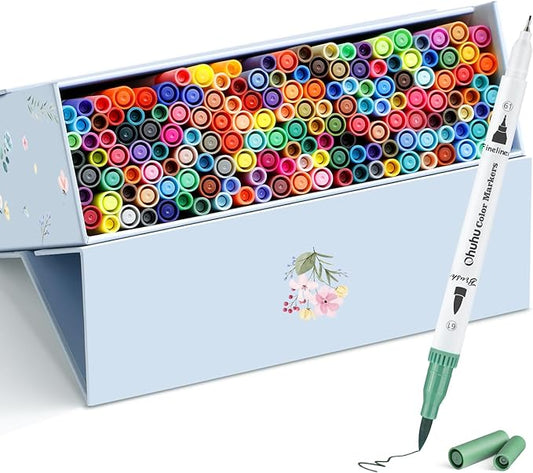 Ohuhu Markers for Adult Coloring Books No Bleeding 160 Colors Coloring Markers by Ohuhu