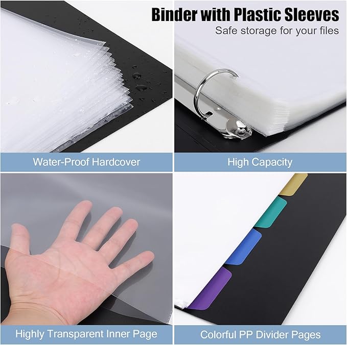 Uquelic 80-Pocket Binder with Plastic Sleeves - Image 3