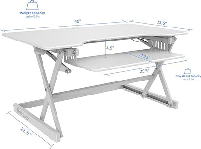 Rocelco 40" Large Height Adjustable Standing Desk Converter - Image 3