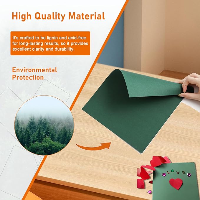 28 Sheets Dark Green Shimmer Cardstock 8.5 x 11 Craft Paper, 92lb Heavyweight - Image 5