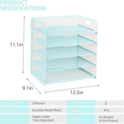 Letter Tray Paper Organizer 5-Tier Desk Organizer File Organizer Paper Holder - Image 2