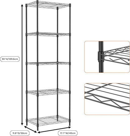 M MZG 5 Tiers Shelf Metal Storage Shelves Wire Rack Closet Organizers - Image 3