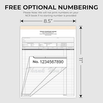 Custom 8.5" x 11" Carbonless NCR Books in 3-Part Triplicate Invoices, Work - Image 5