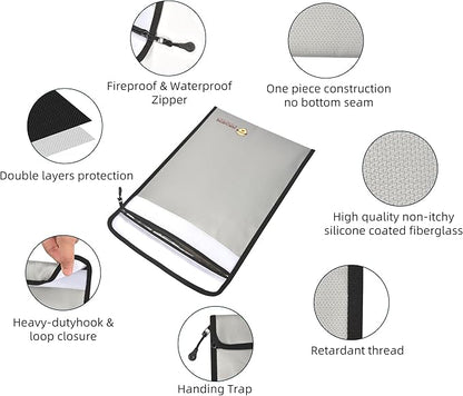 2 Pcs Fireproof Document Bag, Waterproof Fireproof Money Bag - Image 4