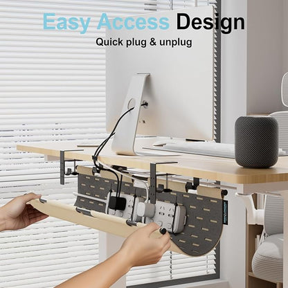 2-in-1 Under Desk Cable Management Tray & Privacy Panel, Dual-Sided Felt Cord - Image 4