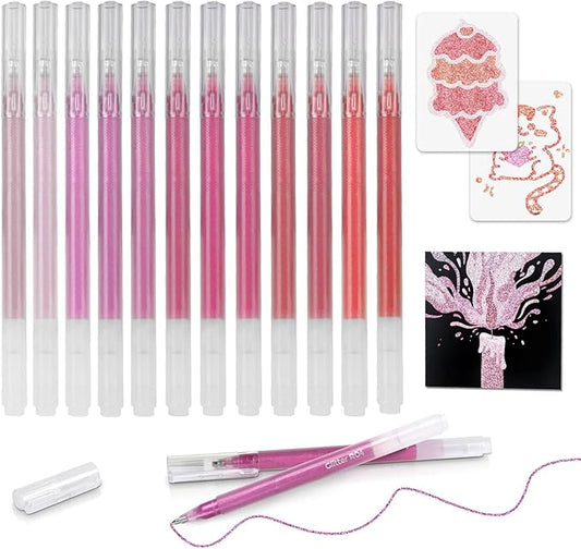 CAISEXILE 12 Red Glitter Gel Pens Set, 1.0 mm Fine Point by CAISEXILE