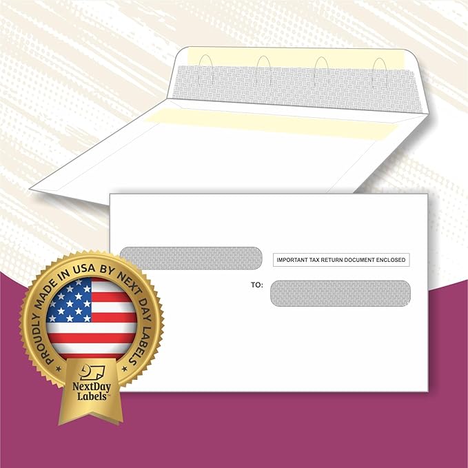 NextDayLabels - W-2 4-Up Employee Tax Forms, & Envelopes Instructions on Back" - Image 3
