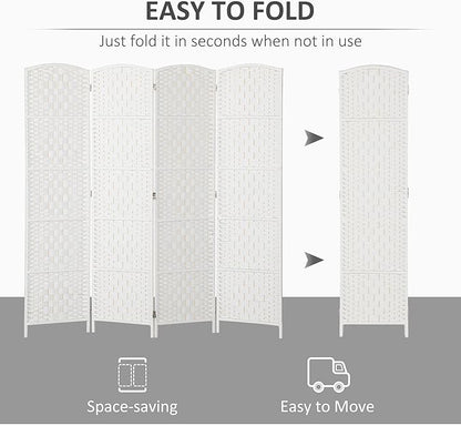 HOMCOM Room Divider, 4 Panel Folding Privacy Screen, 6FT Tall Portable Wicker - Image 3