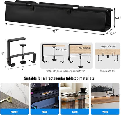 Under Desk Cable Management Tray, 36-Inch Heavy Duty No-Drill Clamp & Screw - Image 5
