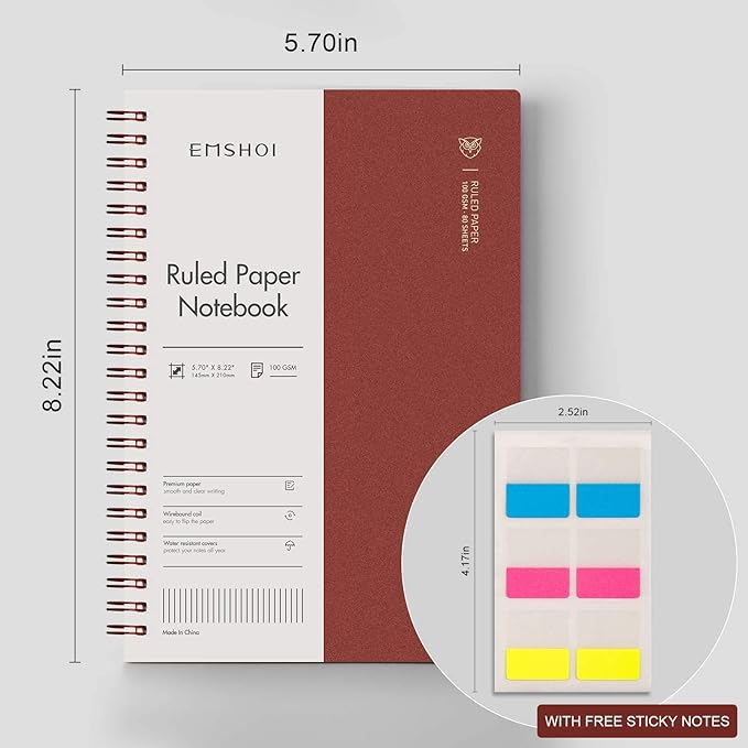 EMSHOI Lined Journal Spiral Notebook 5.7" x 8.22" - Image 5